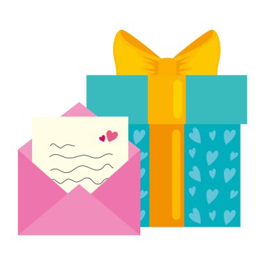 envelope mail with gift box isolated icon