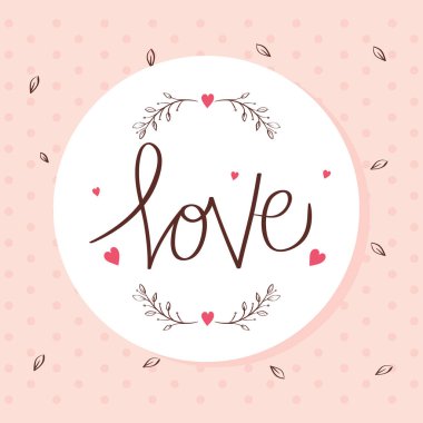 happy valentines day card with love lettering and decoration