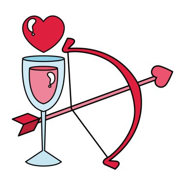 arch cupid with arrow and cup wine