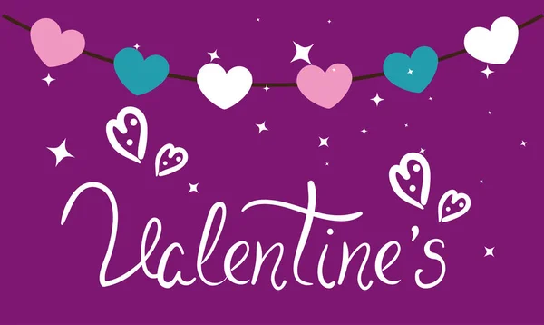 Cartão de dia dos namorados com decoração de corações — Vetor de Stock