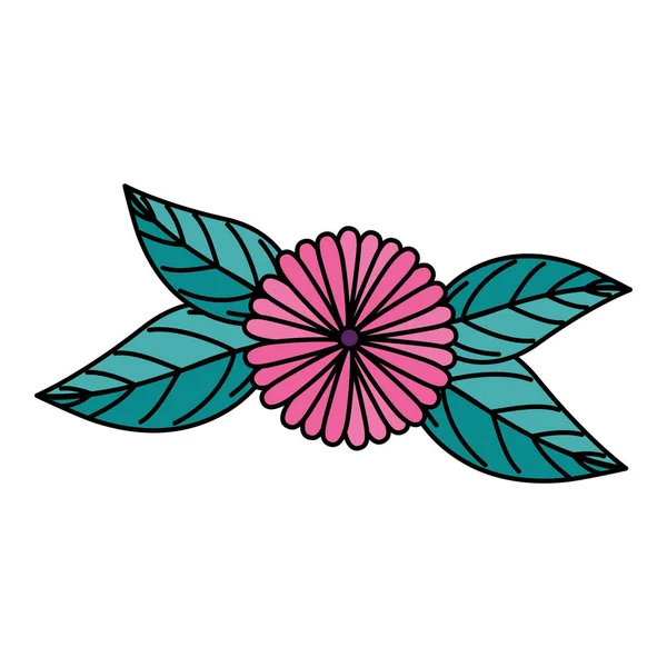 Мила квітка натуральна з листям ізольована ікона — стоковий вектор