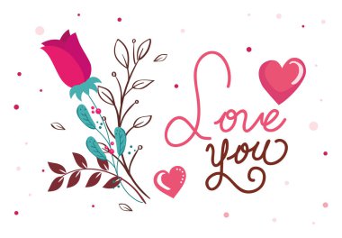 happy valentines day with love you lettering and decoration