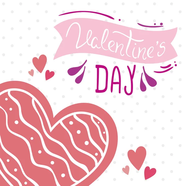 Cartão de dia dos namorados com decoração de corações — Vetor de Stock