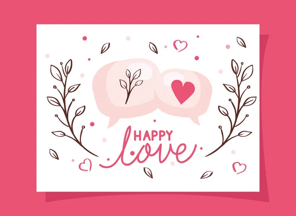 Joyeuse Saint-Valentin avec bulles de parole et décoration — Image vectorielle