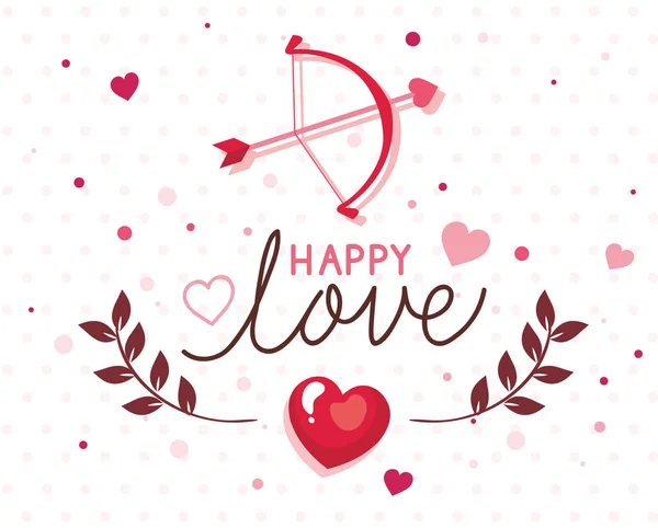 Happy valentines day card with arch cupid and decoration — Stok Vektör