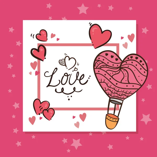 Tarjeta de día de San Valentín con letras de amor y decoración — Vector de stock