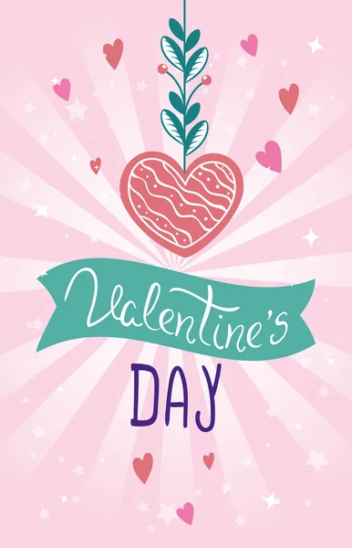 Valentýnské přání se stuhou a srdcem — Stockový vektor