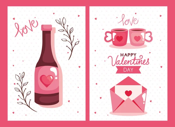 Mutlu sevgililer günü kartlarını dekorasyonla hazırla. — Stok Vektör