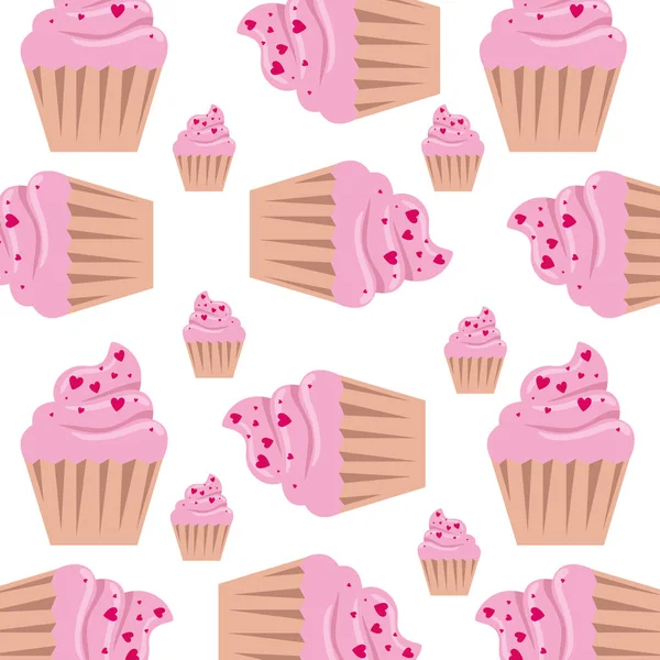 Fundo de cupcakes ícones de pastelaria — Vetor de Stock