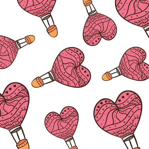 Fundo de balões de ar quente em forma de coração —  Vetores de Stock