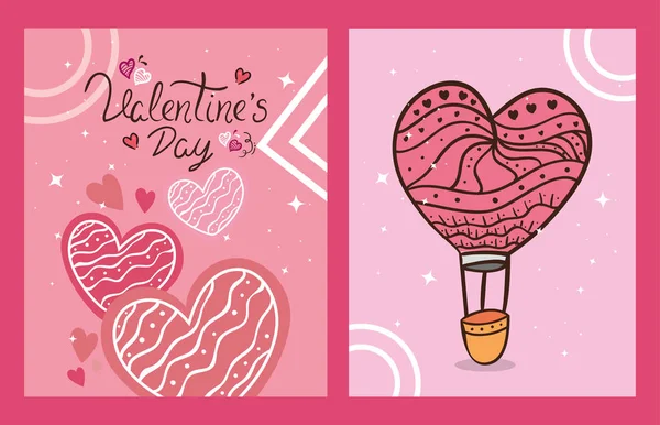 Tarjetas de juego de feliz día de San Valentín con decoración — Vector de stock