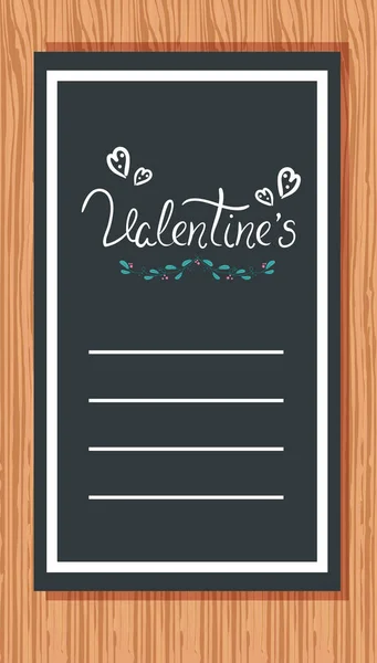 Valentines day card in wooden background with decoration — Stok Vektör