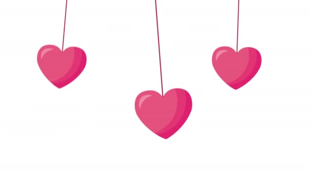 Dia dos namorados cartão animado com corações amor — Vídeo de Stock