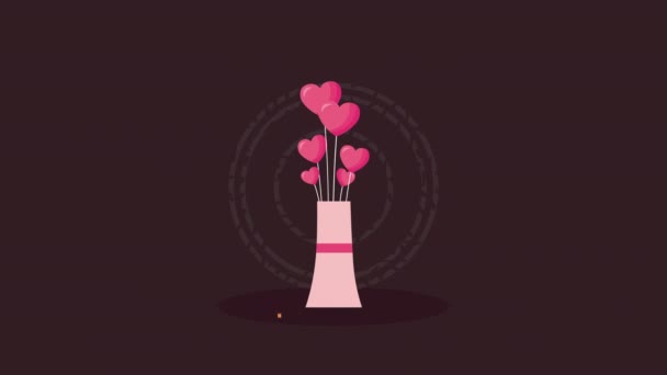 Valentines day animated card with gift box and hearts — 图库视频影像
