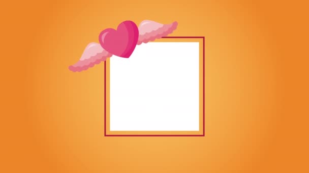 Valentines day animated card with heart flying — Stockvideo