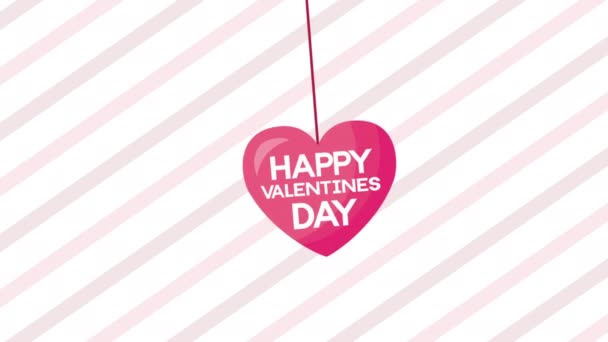 Valentines day animated card with heart hanging — Stockvideo