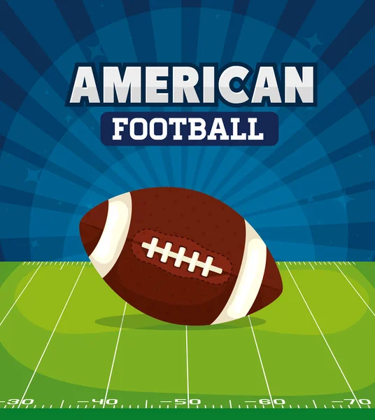 Poster des American Football mit Ball im Feld — Stockvektor