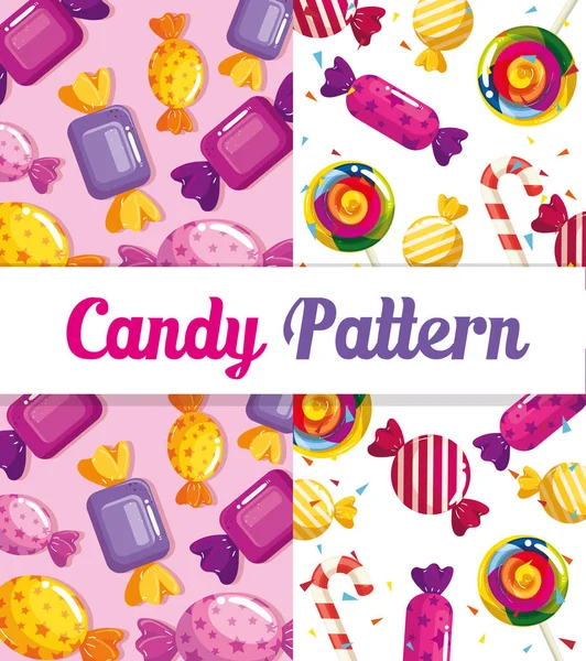 Candy pattern with delicious caramels — Stock Vector