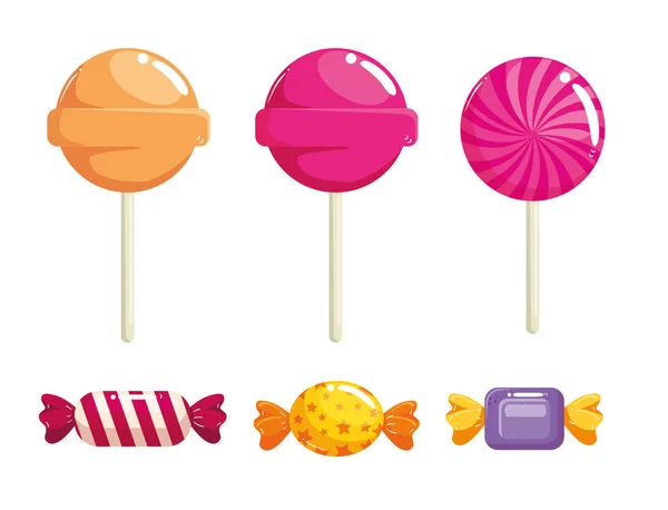 Set of delicious sweet candies — Stock Vector