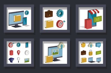 sosyal pazarlama ve simge tasarımlarını paketle