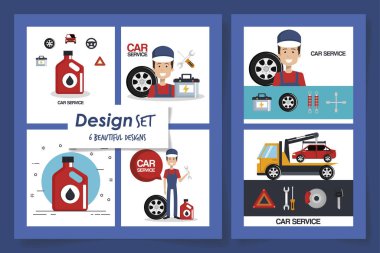 Araba servisi ve simgelerinin altı tasarımı