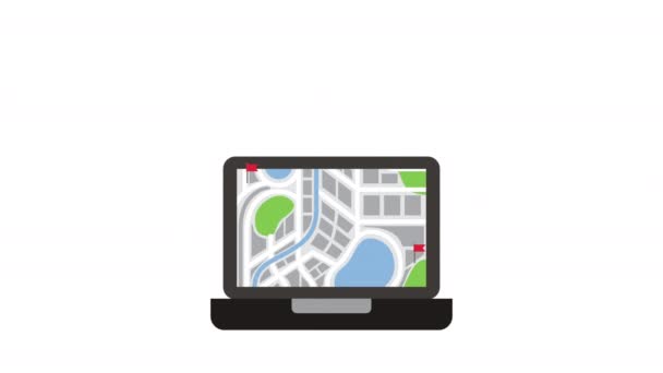 Laptop mit GPS-Technologie-Anwendung — Stockvideo