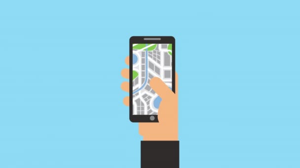 Smartphone s aplikací technologie GPS — Stock video
