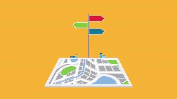 guide de carte papier avec paysage urbain 