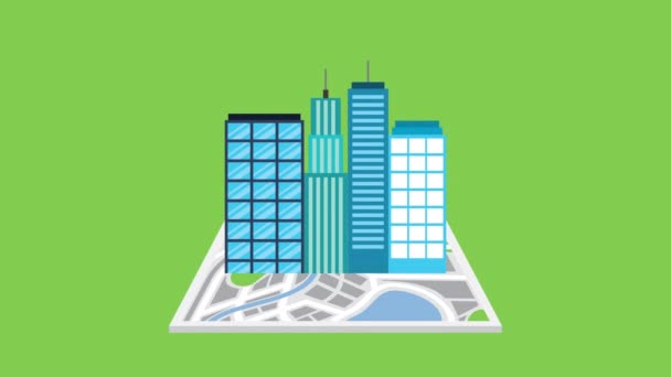 guide de carte papier avec paysage urbain 