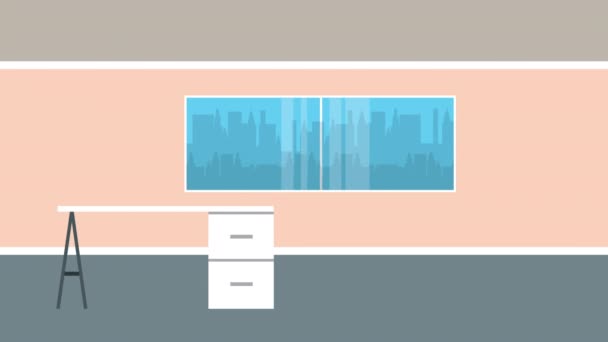 Oficina worckplace escena con escritorio — Vídeos de Stock