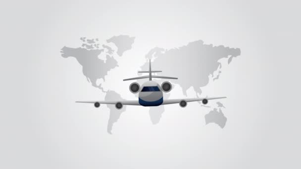 Travel around the world animation with airplane flying — Stok video