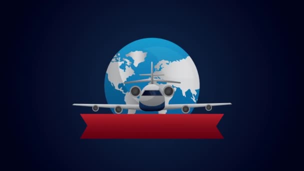 Travel around the world animation with planet earth — 图库视频影像