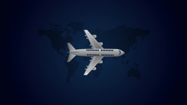 Podróż dookoła świata animacja z samolotem latającym — Wideo stockowe