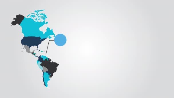 Американский континент с людьми персонаж инфографика — стоковое видео