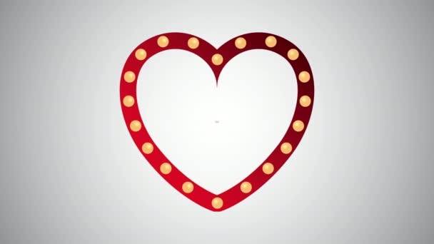 Valentines day animated card with heart of lights — 图库视频影像