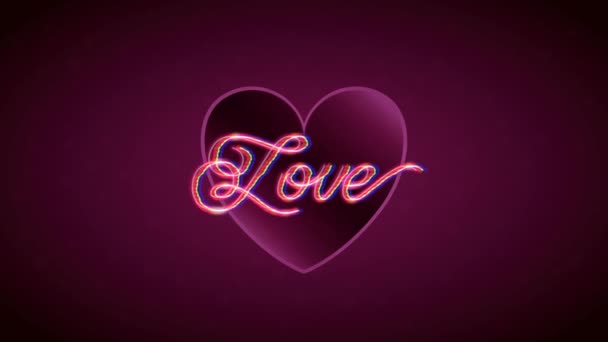 Valentijnsdag geanimeerde kaart met hart en belettering — Stockvideo