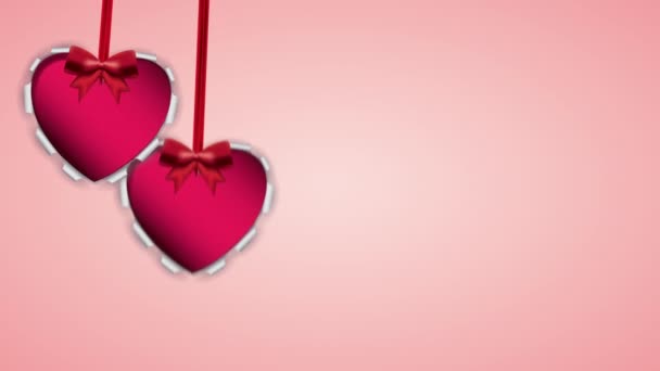 carte animée Saint Valentin avec des coeurs suspendus 