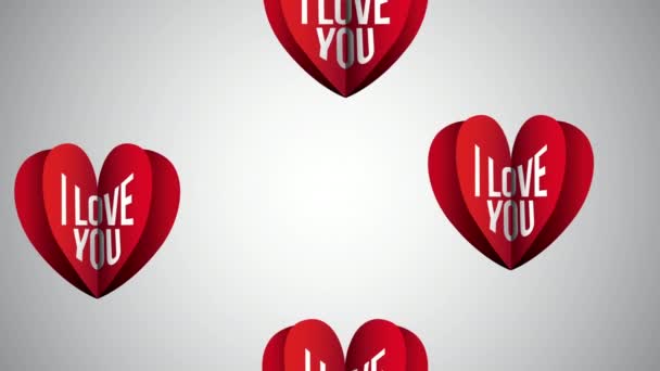 Ημέρα του Αγίου Βαλεντίνου κινουμένων σχεδίων κάρτα με μοτίβο καρδιές — Αρχείο Βίντεο