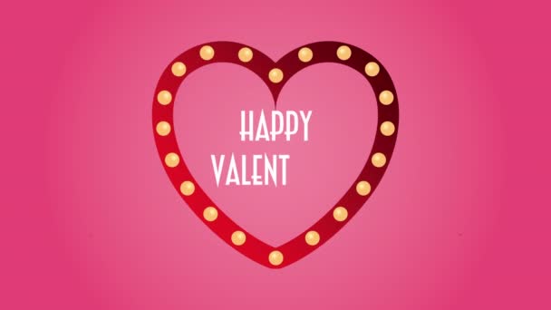 Valentines day animated card with heart of lights — Stockvideo