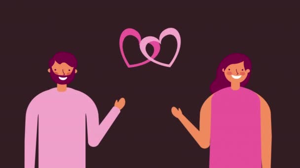 Milenci pár se srdcem Valentýna — Stock video