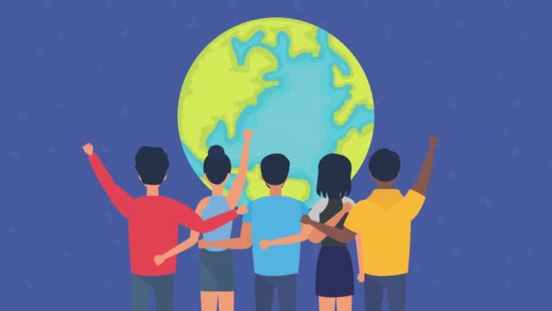 Mänskliga rättigheter animation med mångfald människor — Stockvideo