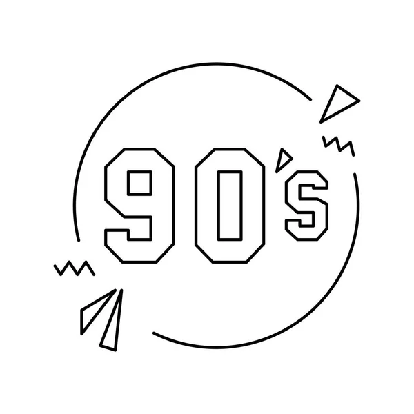 九十年代签署复古风格孤立图标 — 图库矢量图片
