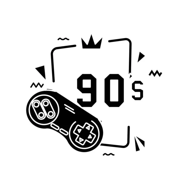 Controllo gioco anni novanta stile isolato icona — Vettoriale Stock