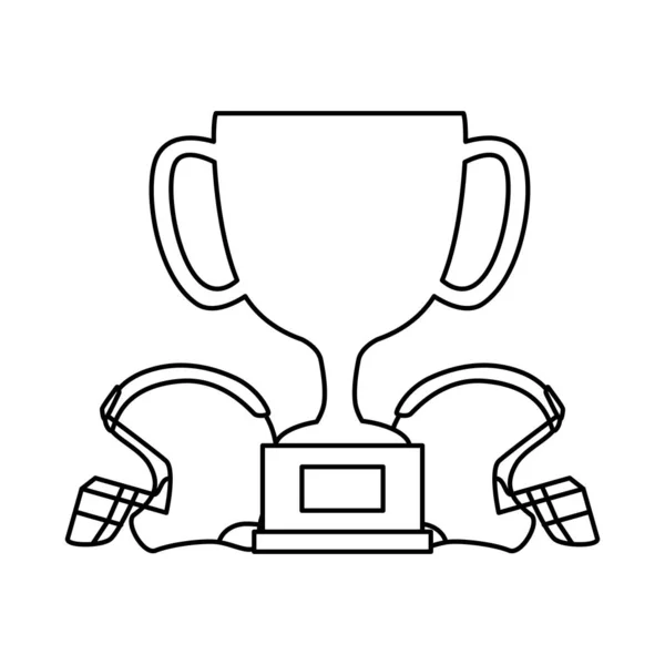 Beker trofee en amerikaanse voetbal helmen geïsoleerde pictogram — Stockvector
