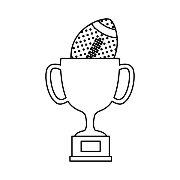 Trophée avec ballon football américain icône isolée — Image vectorielle