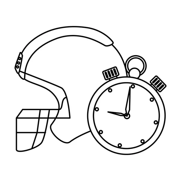 Американский футбольный шлем с хронометром — стоковый вектор