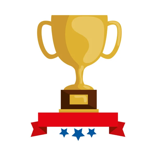 Cup trophy award with ribbon and stars — Stock Vector