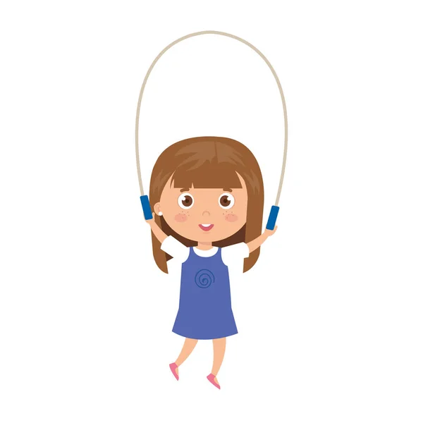 Cute little girl with jump rope — 스톡 벡터