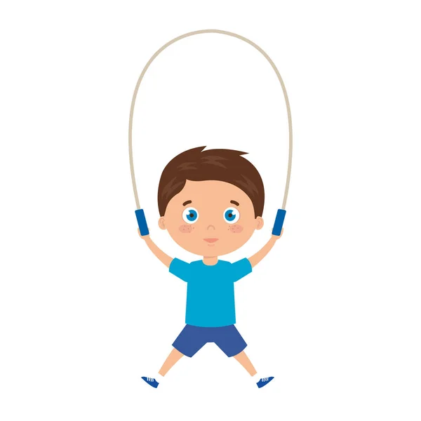 Cute little boy with jump rope — Stock Vector