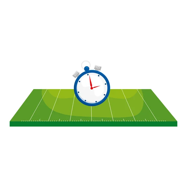 Американский футбол на поле с хронометром — стоковый вектор